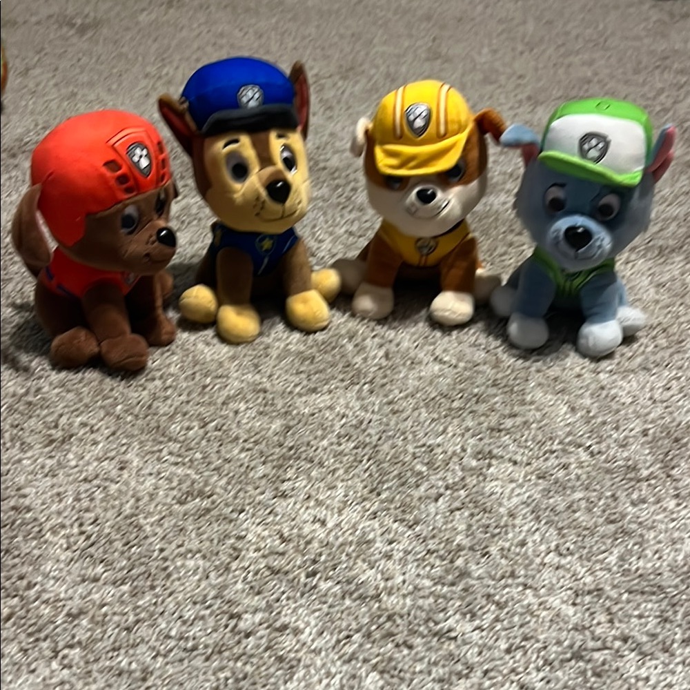 Paw Patrol Red and Blue Stuffed Animal Set Chase, Rubble, Zuma, Rocky